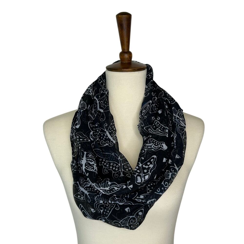 Laurel Burch Artistic Infinity Scarf Butterfly Collection - Black/White NWT